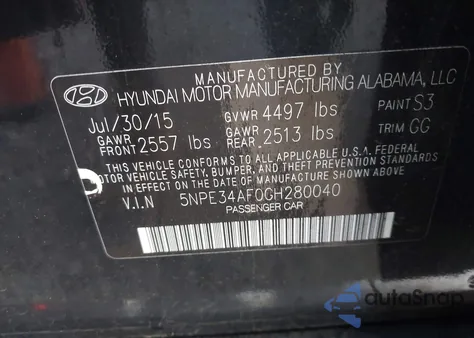 2016 Hyundai Sonata Limited из США, поврежденный, VIN 5NPE34AF0GH280040